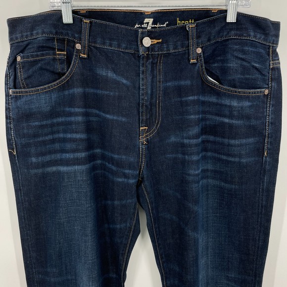 7 FOR ALL MANKIND Brett Dark Wash Boot Cut Jeans Size 38 - Picture 2 of 9